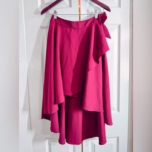 EXPRESS high low folded ruffled wrap skirt in Maroon -  Size: 0